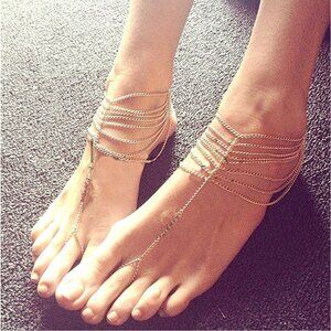 New Womens Gold Tiered Anklet or Bracelet 9-10"